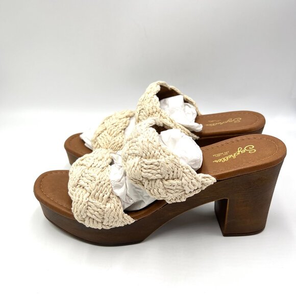 Seychelles Womens Size 9.5 Smoke Show Natural Macrame Clogs Mules Heels Shoes‎ - Picture 6 of 13